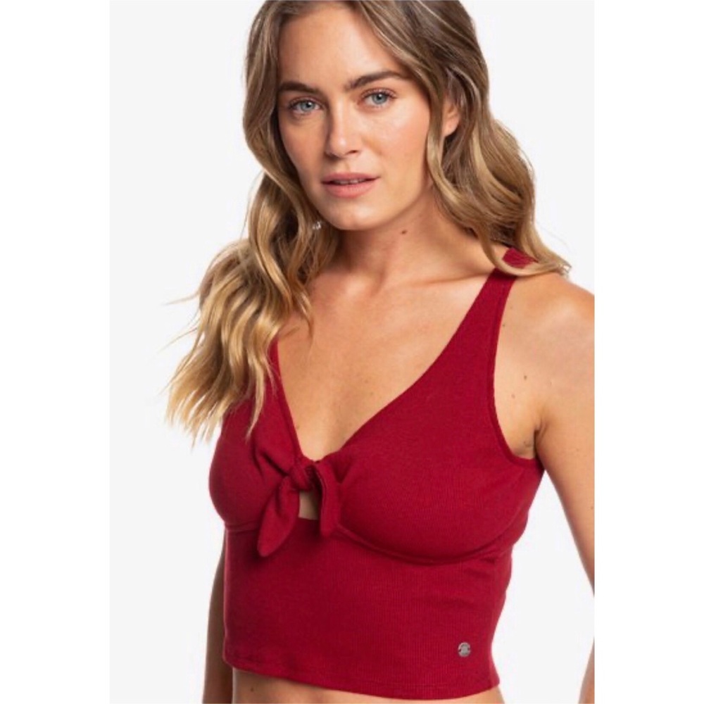 Roxy Love Gifts Red Front Tie Sleeveless Tank NWT
